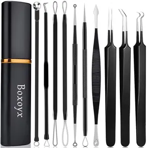 10 Pcs Blackhead Remover Comedone Extractor Kit with Box for Quick and Easy Removal of Pimples, Blackheads, Zit Removing, Forehead,Facial and Nose