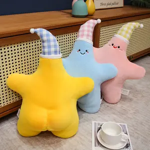 Cartoon Starfish Plush Pillow Soft Skin-Friendly Sofa Cushion Bed Headrest Multi-Color Short Velvet Decorative Seat Pad Gift