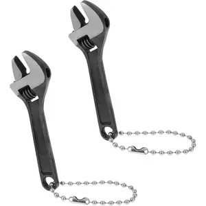 2 Pcs 2.5'' Tiny Adjustable Wrench, Mini Adjustable Wrench Small CrescentWrench Chain Wrench CrescentWrench Set Locking Adjustable Wrench Keychain Wrench Hand Knurl Tool for Repair Micro Equipment