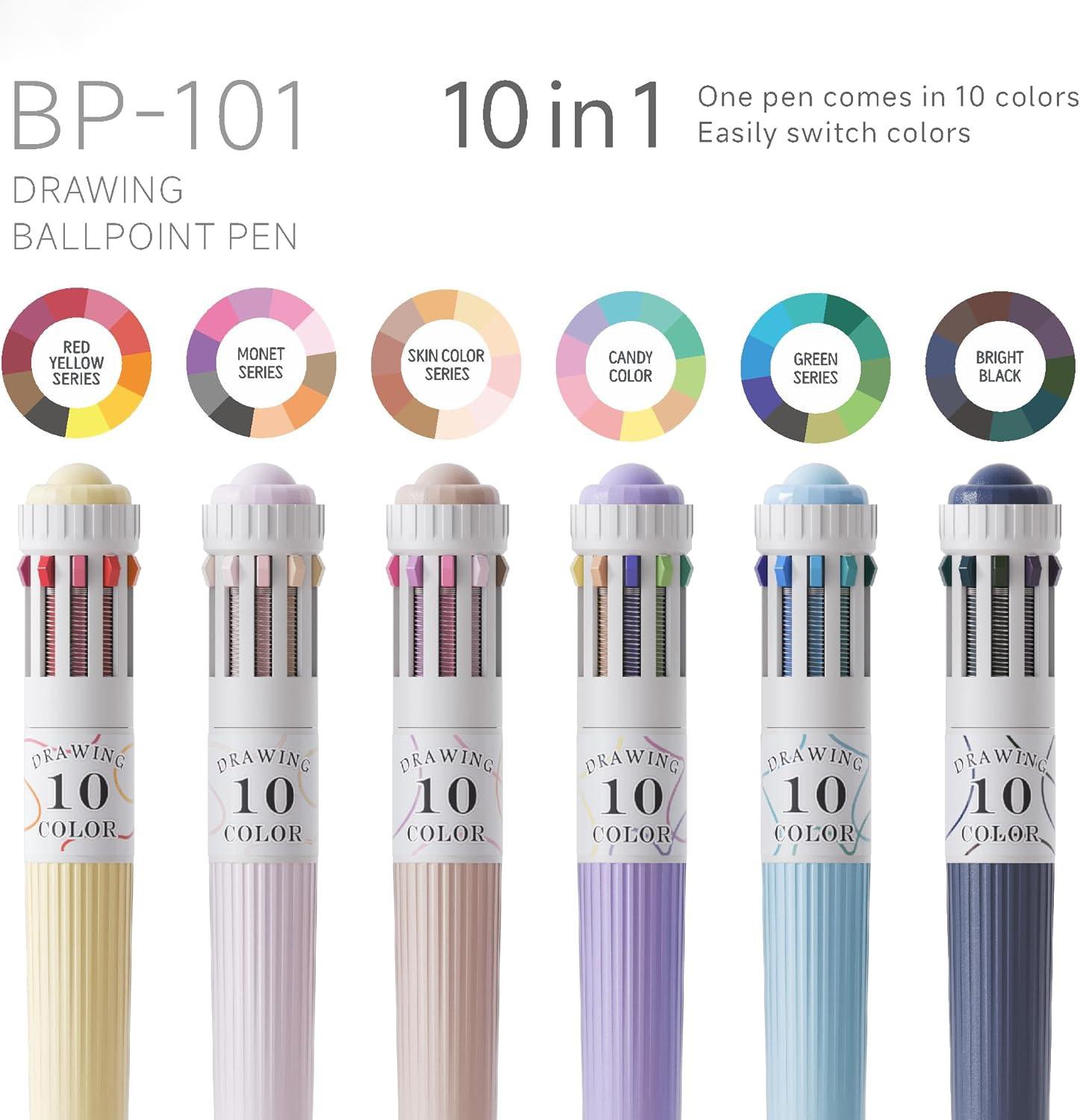 6PCS 10-in-1 Multicolor Ballpoint Pen Set, 0.8mm Fine Tip Retractable Colored Pens, Smooth Writing Multi Color Pens for Drawing, Journaling, Note Taking, School Supplies, Office Supplies, Art Supplies for Kids & Adults