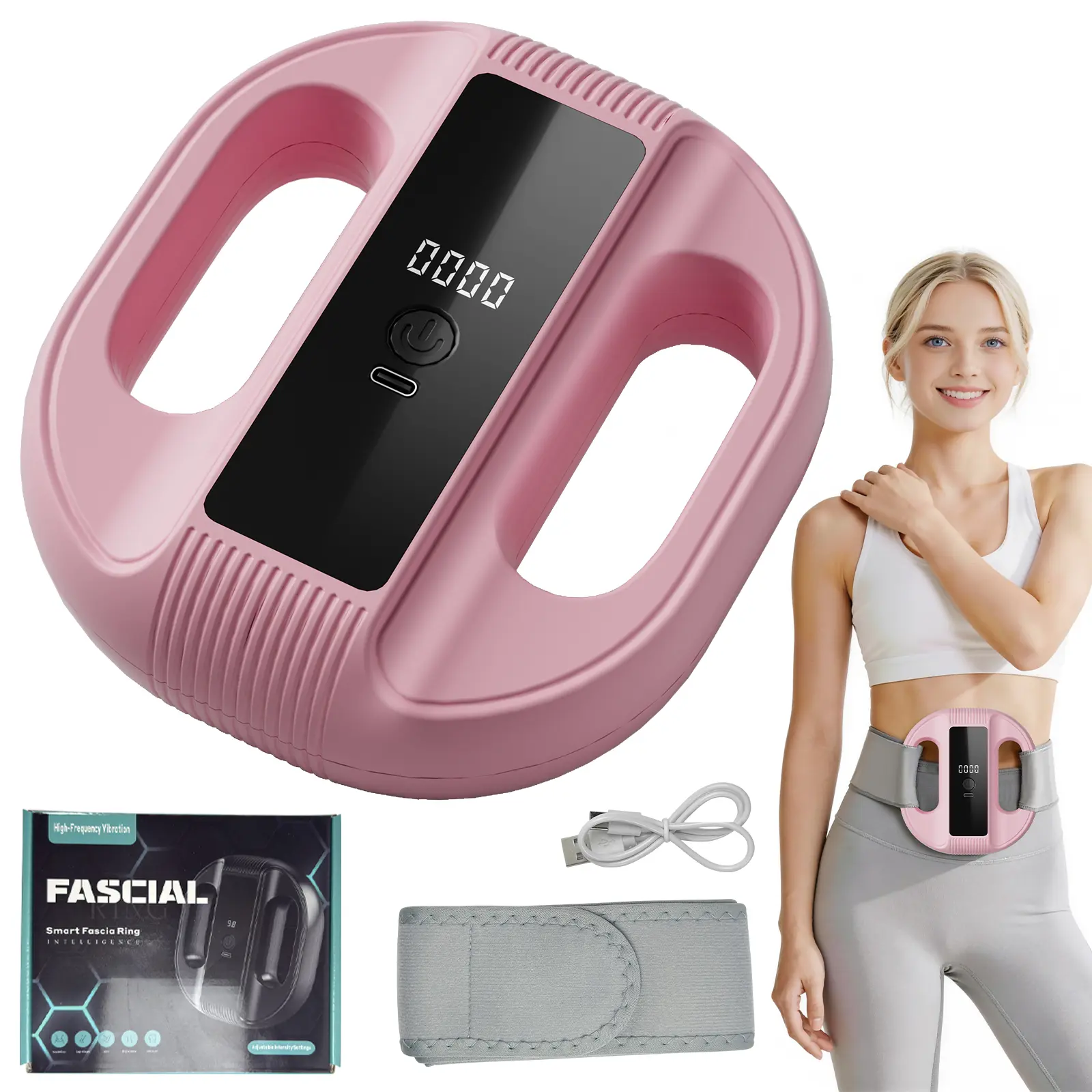 2026 New Fascia Ring Mini Muscle Recovery Fascia Device upgraded adjustable strap fits Up to 55in waist, Cordless Rechargeable, Designed for Waist & Back Muscle Recovery portable massager parents gift summervibes