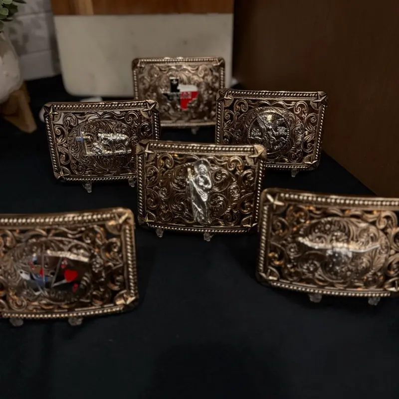Gold Rectangular Buckles with Silver Accents 5 Inches Long Decorative Accessories