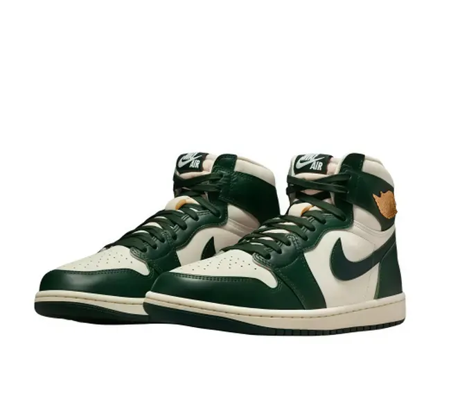 Unisex Off White Dark Green High Top Casual Sneakers Leather Lace-Up Retro Trainers Vintage Rubber Outsole Walking Shoes For Daily Street Outfits