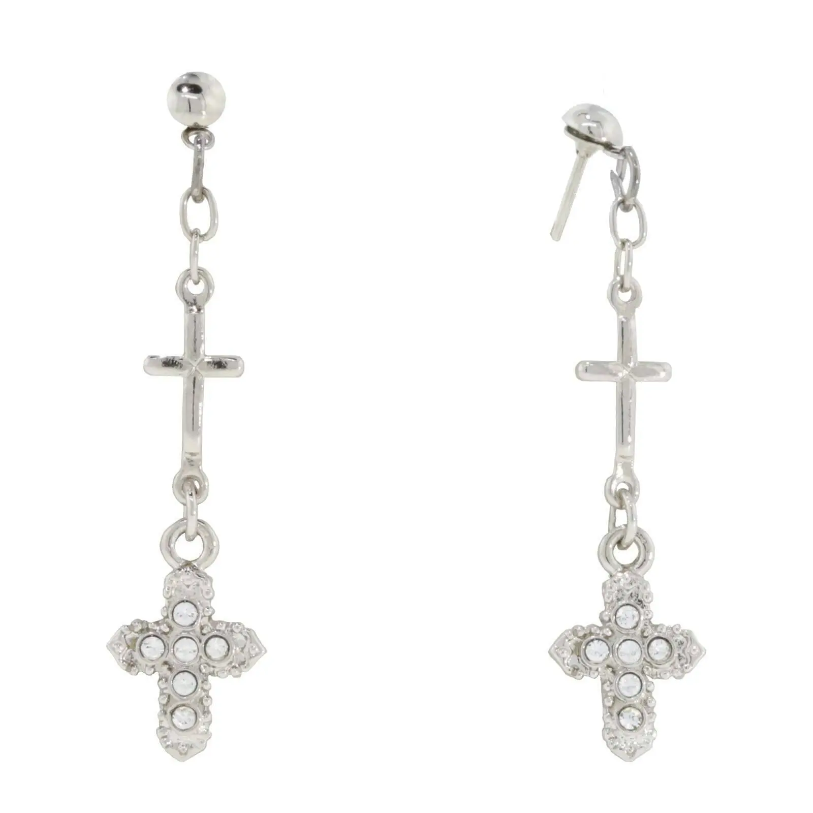 1928 Spiritual Multi Cross Crystal Drop Earrings