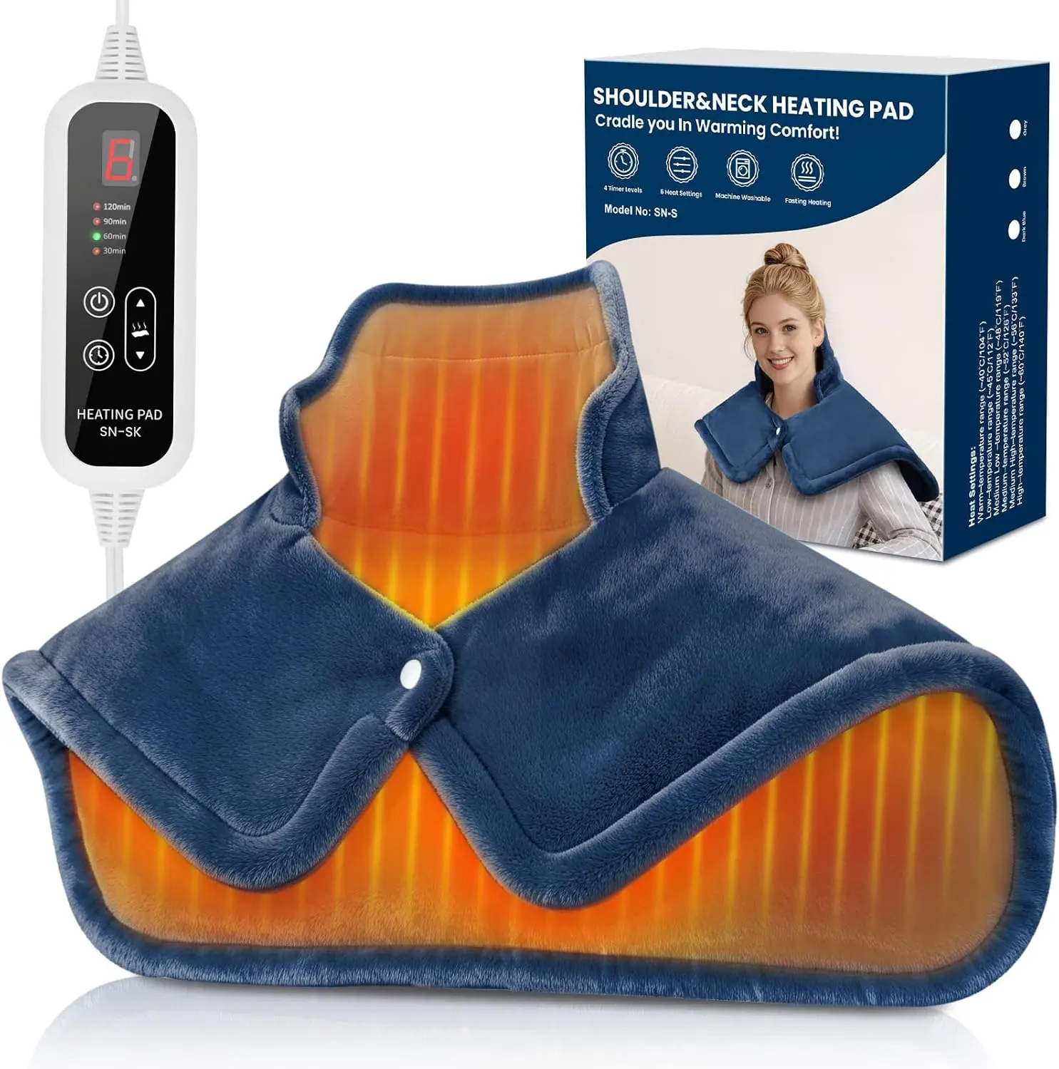 Heating Pads for Neck and Shoulders and Back, Neck Heating Pad 6 Heat Options 4 Auto-Off Timer, Gifts for Mom Women Christmas Birthday