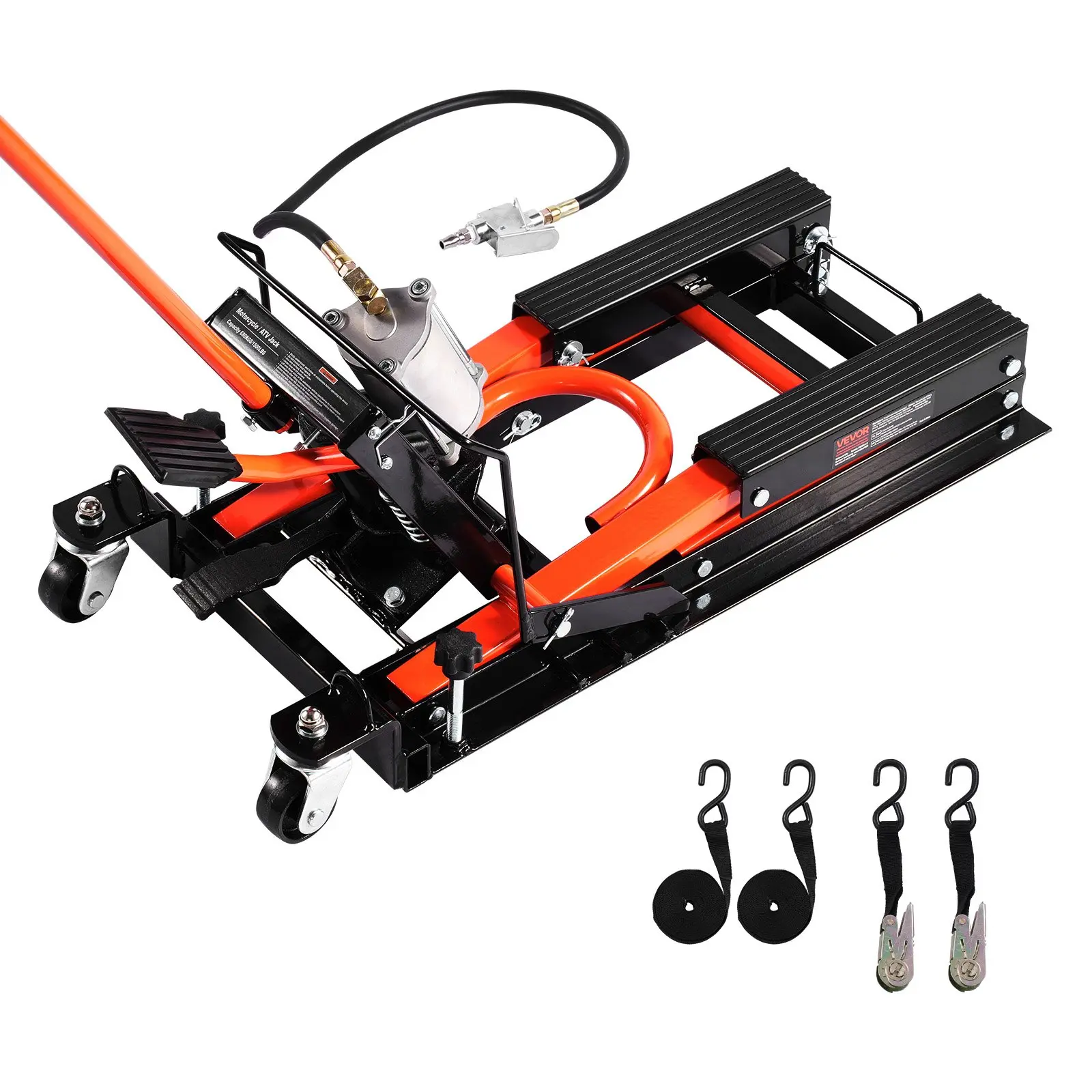 1500lbs Hydraulic Pneumatic Motorcycle Jack Lift with 2-Caster Stand