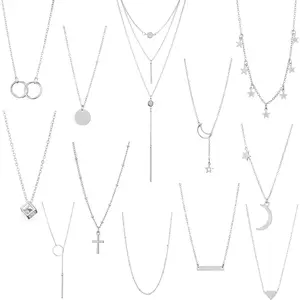 12Pcs Layered Choker Necklace Fashion Multilayer Chain Necklace Simple Gold Necklace Set for Women