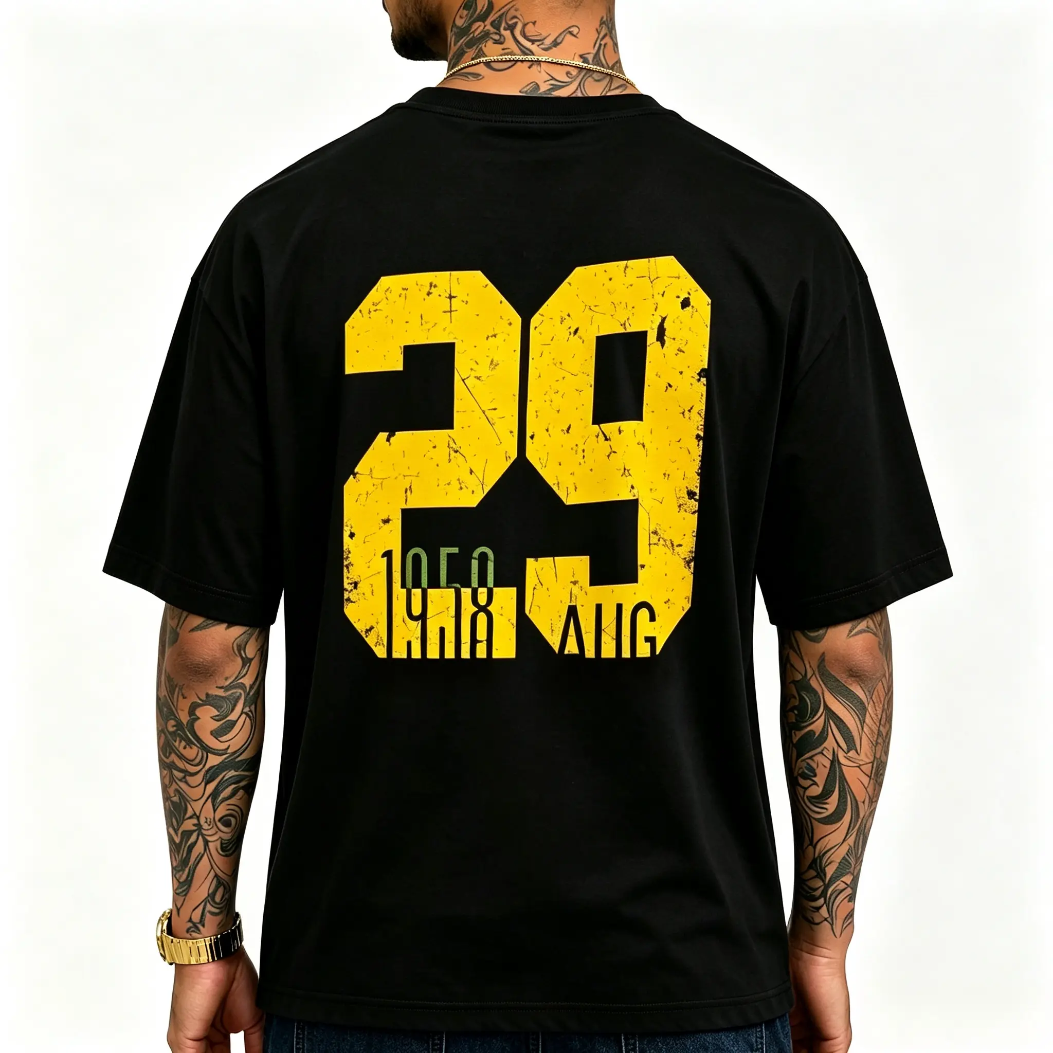 Vintage 29 Graphic T Shirt for Men, Oversized Retro Number Print Tee, Distressed Varsity Athletic Streetwear Short Sleeve Shirt