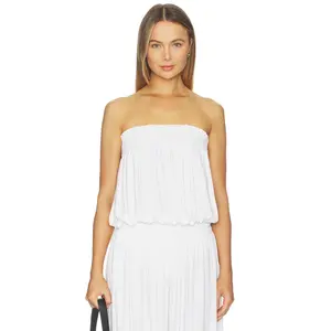 Norma Kamali Strapless Peasant Bodysuit in Snow White