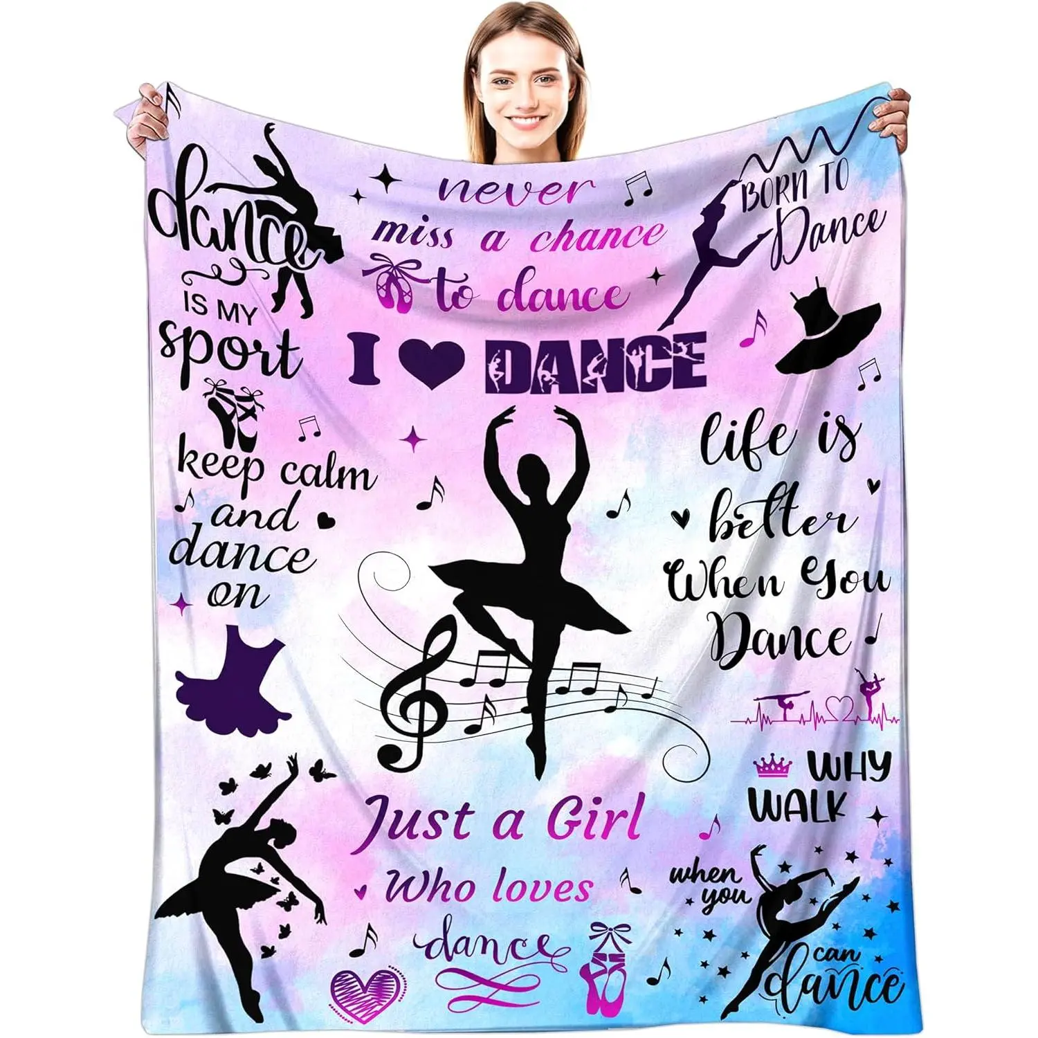 Dance Blanket Dance Gifts for Girls Ultra Soft Flannel Dancers Throw Blanket Merch Dancer Gifts for Dance Team Dancing Lovers Stuff 50"x40"
