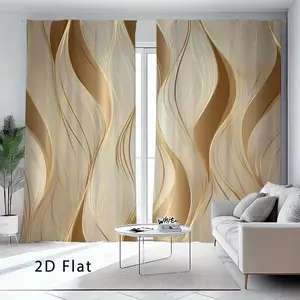 Curve Print Curtains, Fashionable Rod Pocket Window Drapes for Bedroom and Living Room, Comfortable Atmosphere, Easy Installation