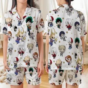My Hero Ac4demia Pajama Set, MHA Chibi Anime Sleepwear, Anime Manga PJs, Anime Fan Gift
