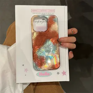 Vintage Blue Gradient Protective Case, Large Hole Glacier Pattern, Best Friend Gift, Fits iPhone 11-17 Pro Max, BPA Free, Cover