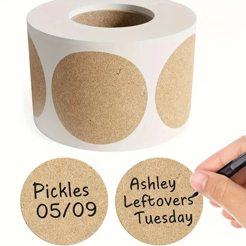 500 pcs 1 roll Kraft Dissolvable Mason Jar Labels Dissolvable Food Labels for Containers Jam Homemade Canning Jar Stickers Self Adhesive Sticker Sticky Labels Self Adhesive Decal Includes Labels Labels for Kitchen