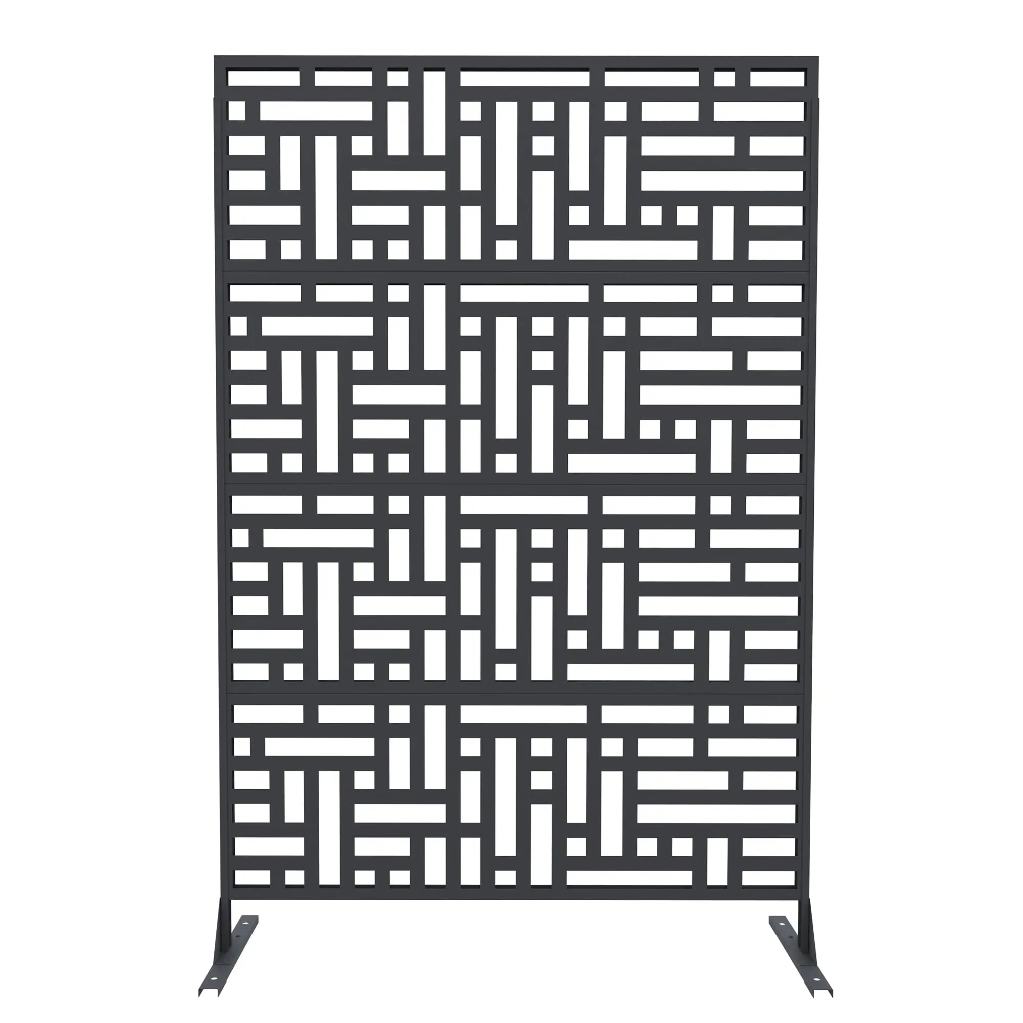 6FT Metal Privacy Screen Outdoor - Geometric Garden Grid, Weather-Resistant Freestanding Steel Fence Panel with Stand for Patio, Garden, Backyard Home Improvement Decor