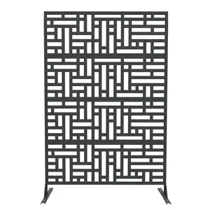 6FT Metal Privacy Screen Outdoor, Decorative Privacy Fence, Weather-Resistant Freestanding Panel with Stand, Durable Steel for Patio, Garden, Balcony, or Backyard, Geometric