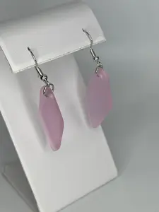 Sea Glass Dangle Drop Earring Pink Blue Green Sea Foam Gold Silver Pearl Beach Ocean Summer Vacation Handmade