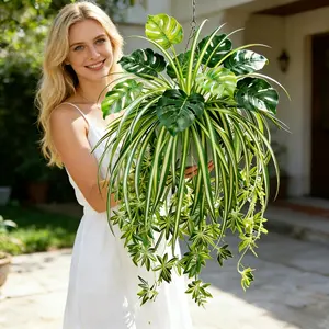 A High-Quality Hanging Orchid Artificial Plant - Realistic Outdoor Fake Plant with Lifelike Dense Foliage, Garden Accessories, Perfect for Engagements, Weddings, Balcony Decor, Party Arrangements, And Elegant Table Settings