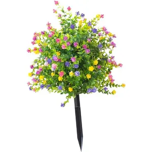outdoor artificial camellia and eucalyptus plants, with anchor stakes, UV-resistant artificial greenery, suitable for indoor and outdoor gardens, patios, porches, party and wedding decorations, and spring home decorations.