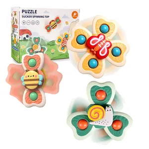3Pack Suction Cup Spinner Toys Set for Baby, Spinning Top Baby Toys, Airplane Car Travel Toys for Infant Tummy Time Toys, High Chair Toys for Toddler Boys and Girls, Bath Toys