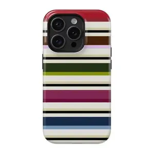 Vintage Multicolor Mixed‑Width Horizontal Stripes 2‑in‑1 Phone Case — Compatible with Samsung S26/S25/S24/S23/S22/S21, iPhone 17/16/15/14/13/12/11 phone cases. Drop‑Resistant, Non‑Slip, and Fade‑Resistant. The Perfect Gift for Retro and Bohemian Style Lov