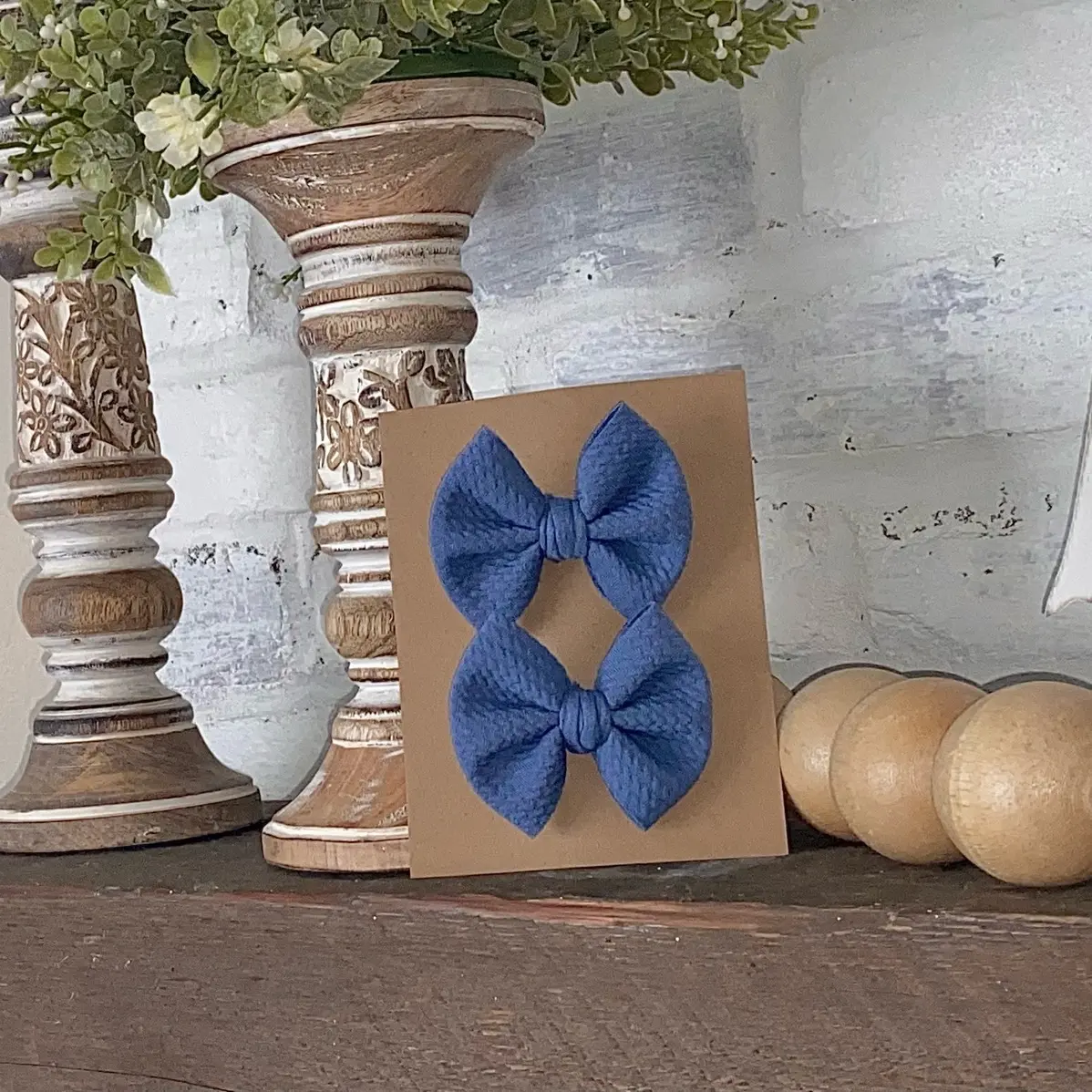 Dusty Blue Piggy Set with 2 Bows, 2.5” Piggies on Clips - 44 Color Options hairbows 🎀