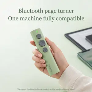 Bluetooth Page Turner for E-Ink, iPhone/iPad/Android & Tablet, One-Click Remote for Reading, Video & Music, Wireless Remote Control, Quiet Silicone Buttons, USB-C Rechargeable, White/Green