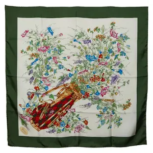 Pre-owned GUCCI 1 Small Leather Goods Flower Print Silk Scarf GZ