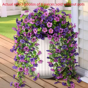 6pcs Outdoor Artificial Hydrangea Vines, UV-Resistant Mixed Colors, Perfect for Hanging Baskets, Indoor/outdoor Decor, Christmas & Thanksgiving