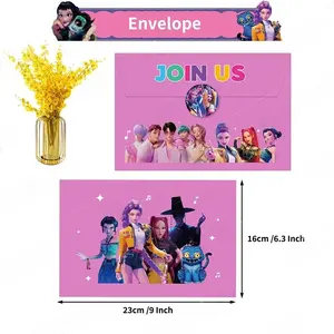 Trendy Birthday Party Invitation Card Set, Fillable Time and Location, Includes Envelope and Round Decorative Stickers