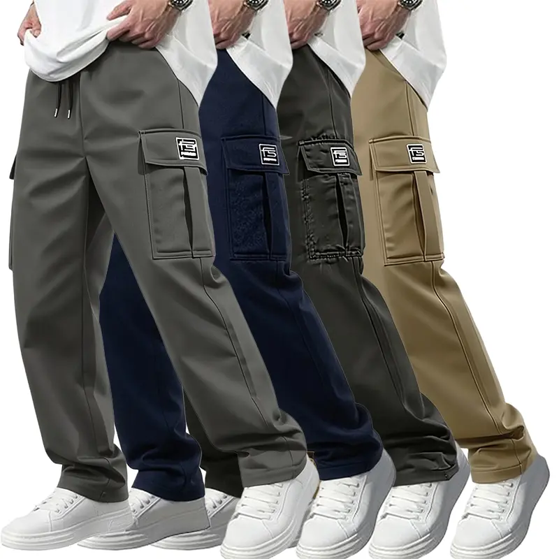 Dark gray + dark blue + black + khaki