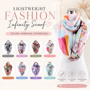 10K Likes GIVEAWAY - Geometric Patchwork Infinity Scarf – Women’s Lightweight Boho Circle Scarf