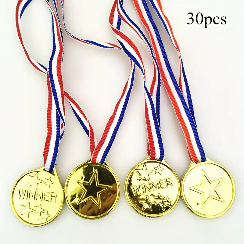 30pcs Plastic Sports Medals, Durable Material for Games & Competitions, Ideal for Football, Soccer, Basketball, Leisure & Celebrations, Medals for Awards