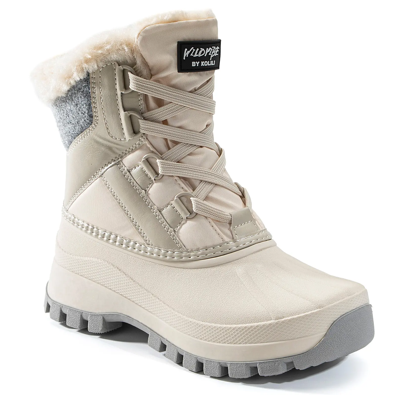 KOLILI Women's Ankle Height Hiking Shoes, Fleece Lined Winter Boots with Waterproof Sole and Adjustable Laces for Outdoor Walks, Hiking Shoes Women, Rubber, Female, Nylon Walking Hiking Shoes Soft Hiking Shoes
