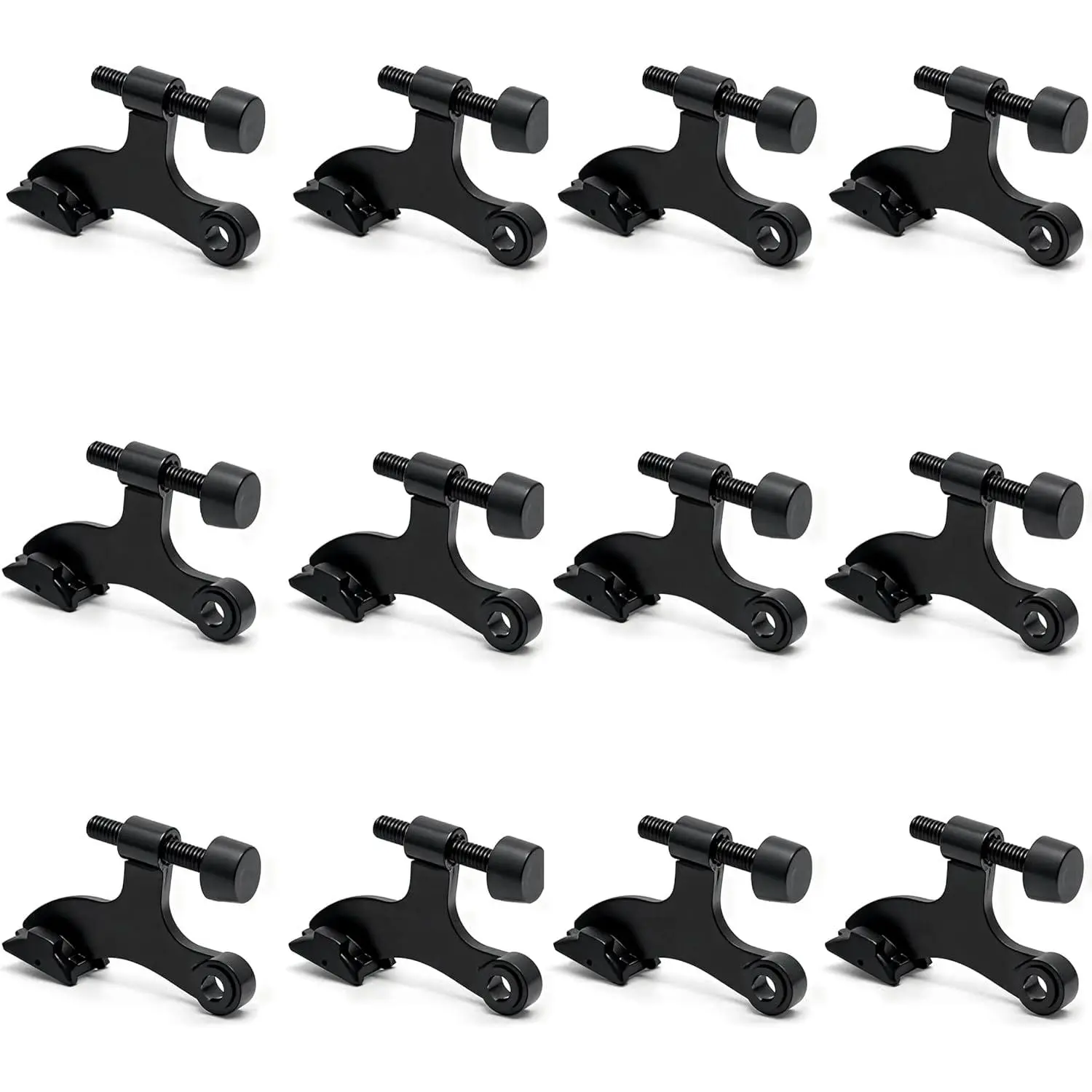 12 Pack Hinge Pin Black Door Stopper, Adjustable Heavy Duty Hinge Pin Door Stop with Black Rubber Bumper Tips