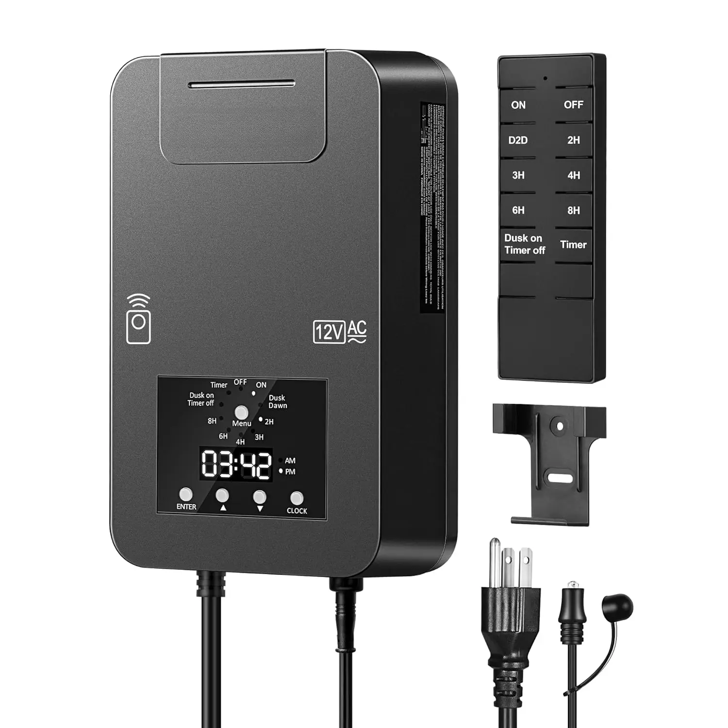 300W Low  Landscape Transformer, Photocell Sensor & Timer, 120V AC to 12/14V AC, Landscape Lighting Transformer Outdoor, Weatherproof for Spotlights, Garden Lights