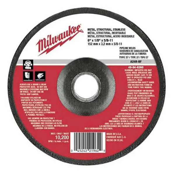 Milwaukee 49-94-6360 6" x 1/8" x 5/8-11" Grinding Wheel (Type 27)