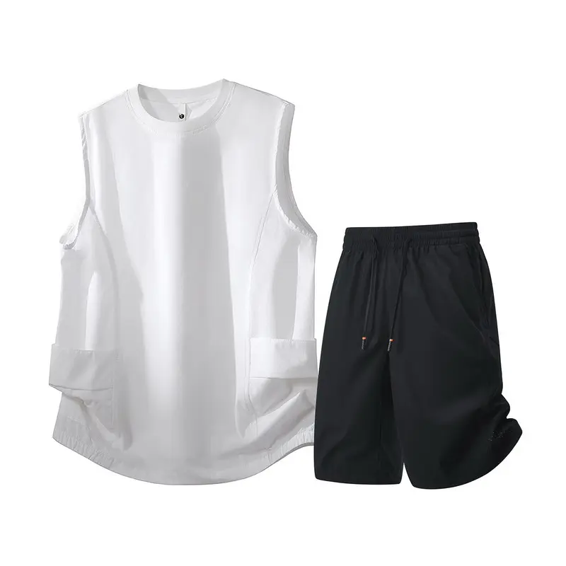 Three Color Stretch Nylon Loose Matching Set Wrinkle Resistant Streetwear Summer 2 In 1 Tracksuit XS-5XL. 72XJ-35601