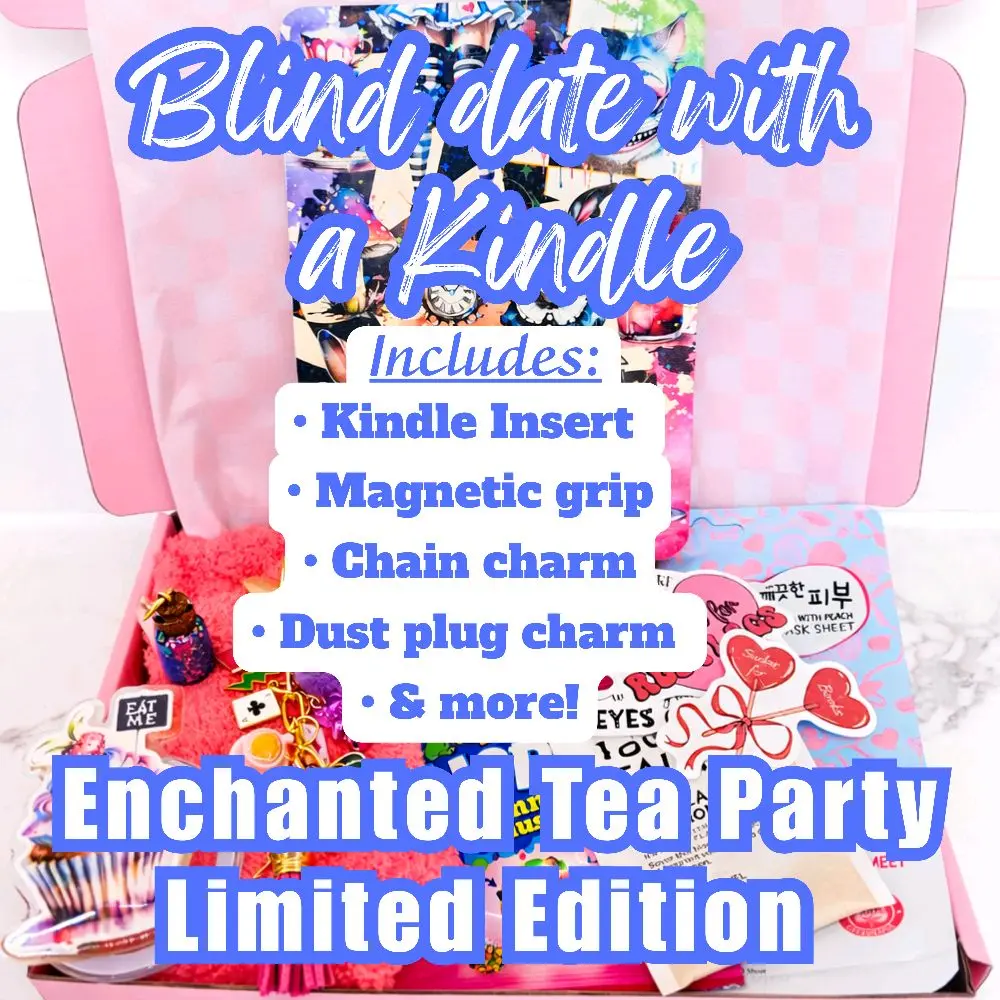 Enchanted Tea Party Limited Edition Blind Date with a Kindle Box Bundle | Includes Holographic Insert, Magnetic Grip, Dust Plug Charm, Hanging Chain Charm & More