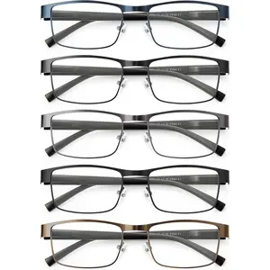 5PCS Reading Glasses Men - Blue Light Blocking Computer Metal Thin Frame Readers For Mens/Women(2.00)