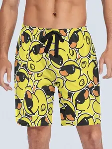 Summer Men's Sleep Pants, Casual Comfort Duck Print Pajama Sleepwear, Homewear, Five-Pocket Design, Breathable & Soft Fabric, Perfect for Home Relaxation