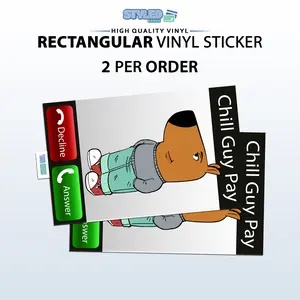 chill guy pay rectangular Adhesive Vinyl Decal
