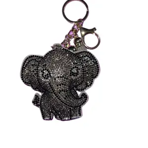 Baby Elephant Bag Charm or Keychain with Sparkling Rhinestones for Adorable Accessory