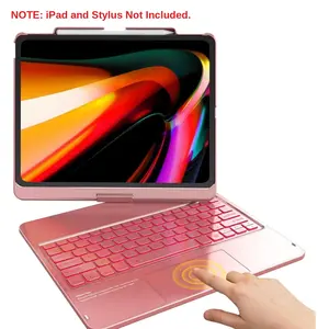 iPad Air 13 Inch Case Keyboard (M4 2026/M3 2025/M2 2024), iPad Pro 12.9 (6th, 5th, 4th, 3rd Gen) Keyboard - 360° Rotatable, 7-Color Backlight, Multi-Touch Trackpad, Thin & Light (Pink)
