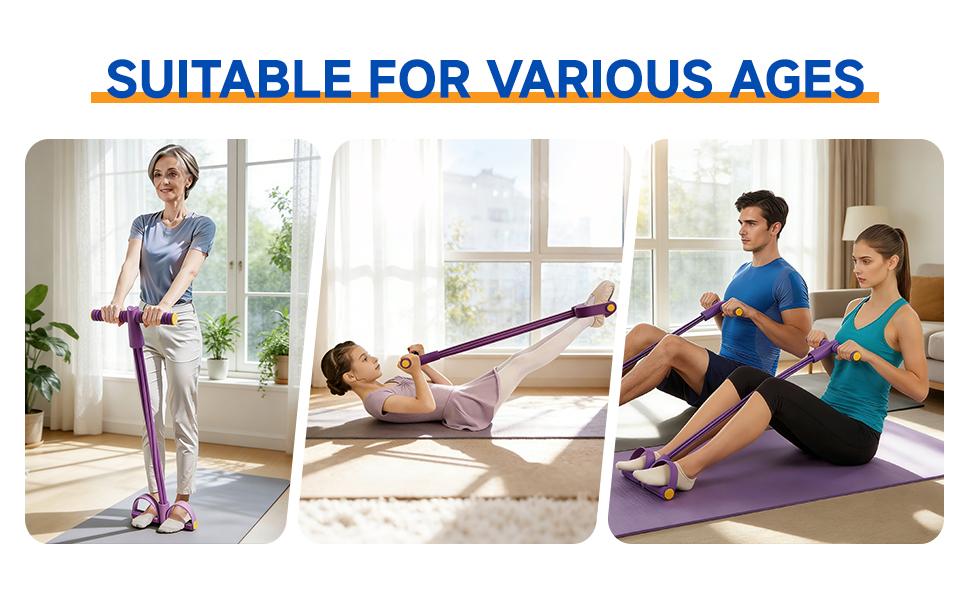 Fashion Puller Exercise, 8-Tube Pedal Resistance Device, Pedal Resistance Band with Handle, Natural Latex Tension Rope Fitness Equipment, High Rebound Durable for Full-Body Training