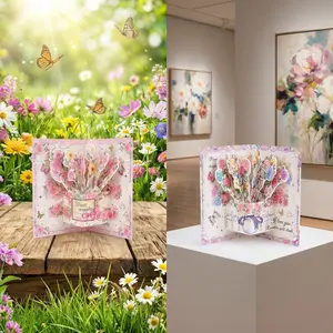 Three-Dimensional Pop-Up Flower Greeting Cards, Perfect for Mother'S Day, Vintage Floral Designs Suitable for Birthdays, Valentine'S Day, Weddings, And Anniversary Presents