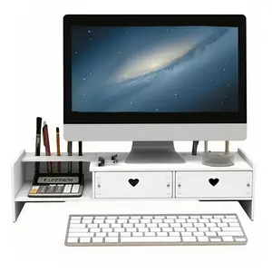 Monitor Stand, Monitor Riser, 2 Tiers Monitor Riser Stand with Storage Organizer, White Monitor Stand for Desk, Laptop Stand, Monitor Riser for Computer, iMac, Printer, Desktop Organizer