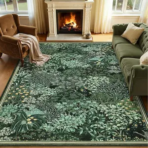 Forest Carpet, Soft Non-Slip Rug, Dark Forest Plant Design, Home Decoration Mat, Suitable for Living Room Bedroom Kitchen Bathroom Study, Floral Washable Rug