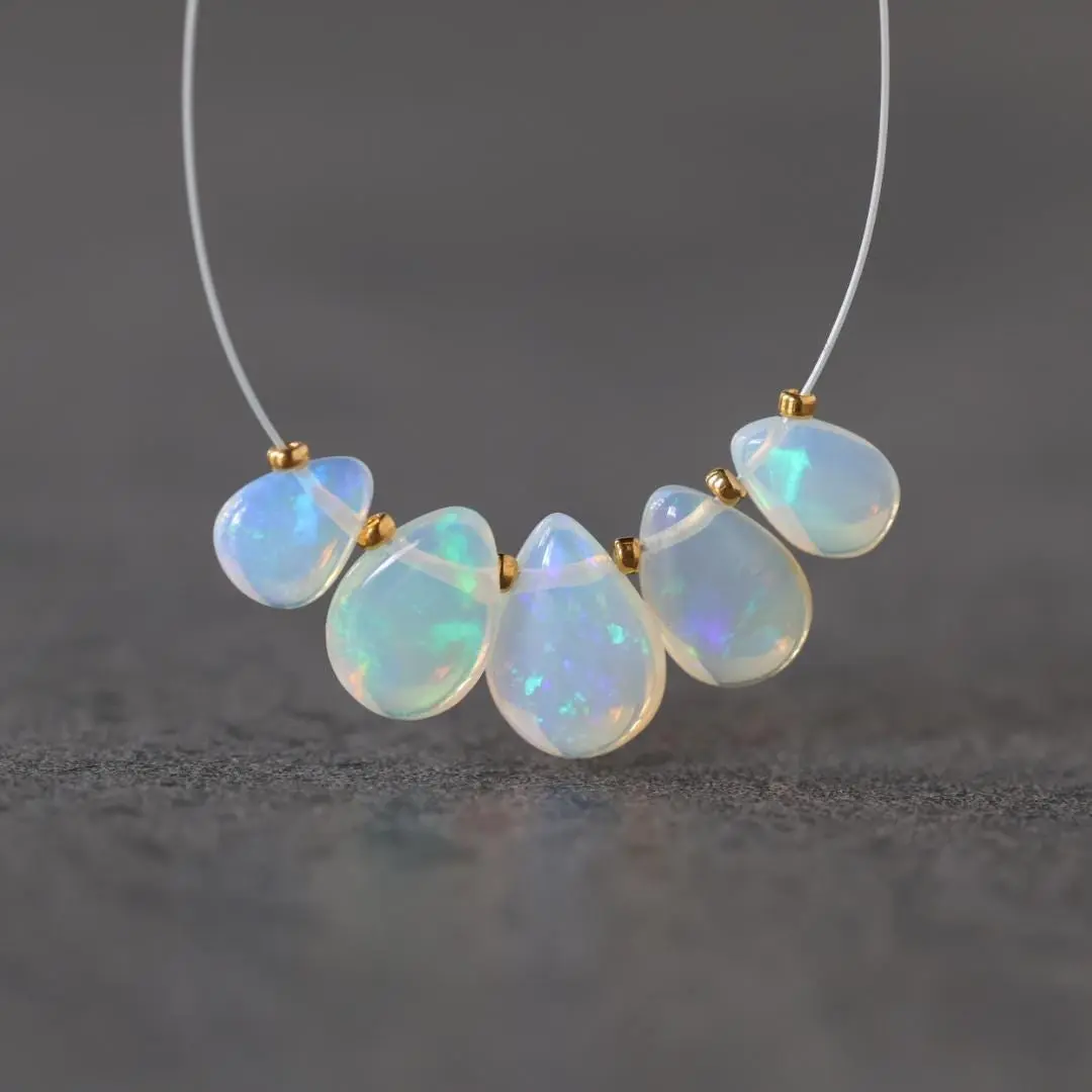 7mm 10mm AAA  Ethiopian Opal Briolette Beads Smooth Teardrops Drops Natural Disco Welo Opal For DIY Jewelry Making Earrings