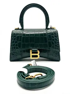 Pre-owned Balenciaga Green Crocodile Embossed Hourglass Bag 19*7*12cm th260311117